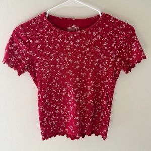 Hollister Red Floral Baby Tee Size S